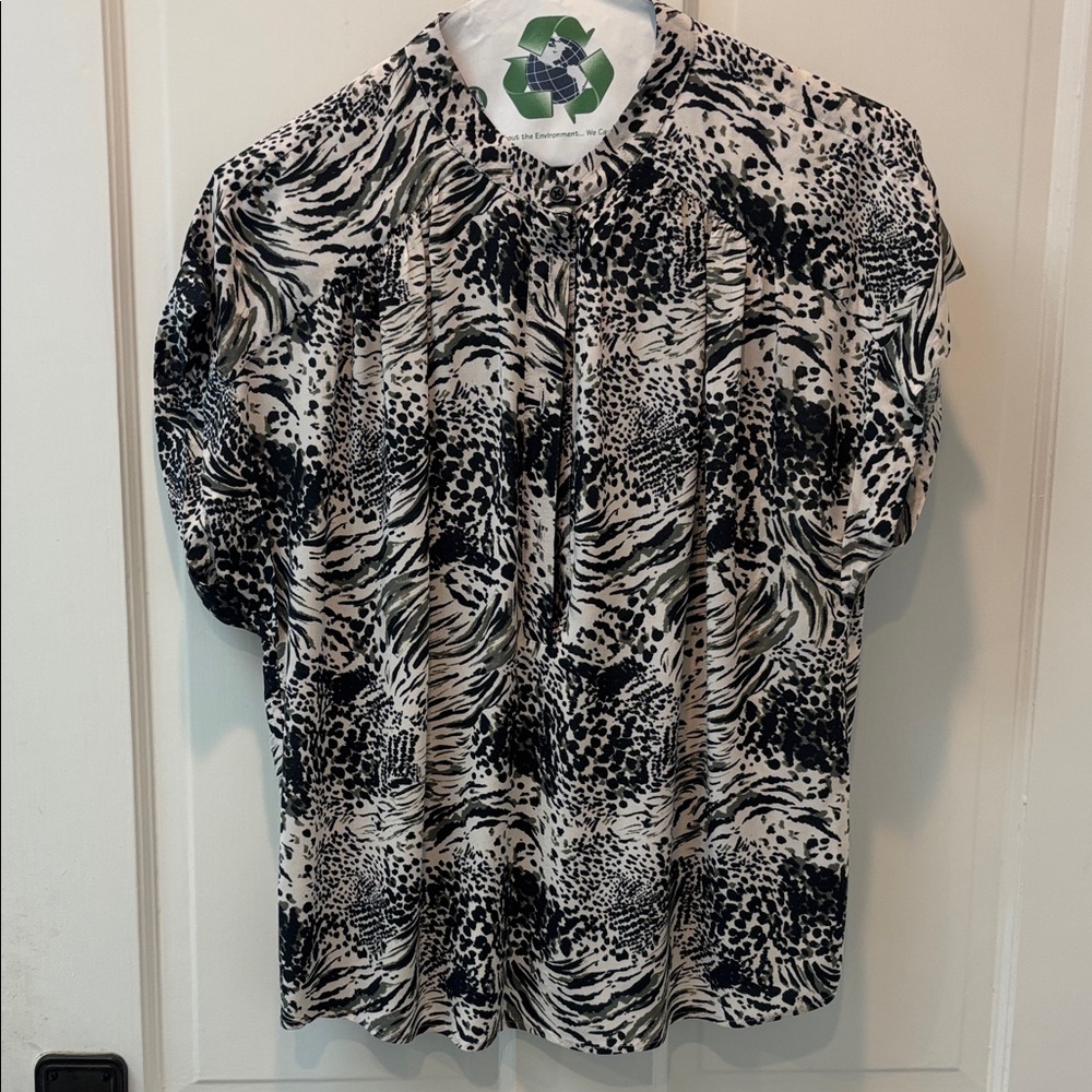 Anthropologie Dolman Black and White Animal Print Blouse